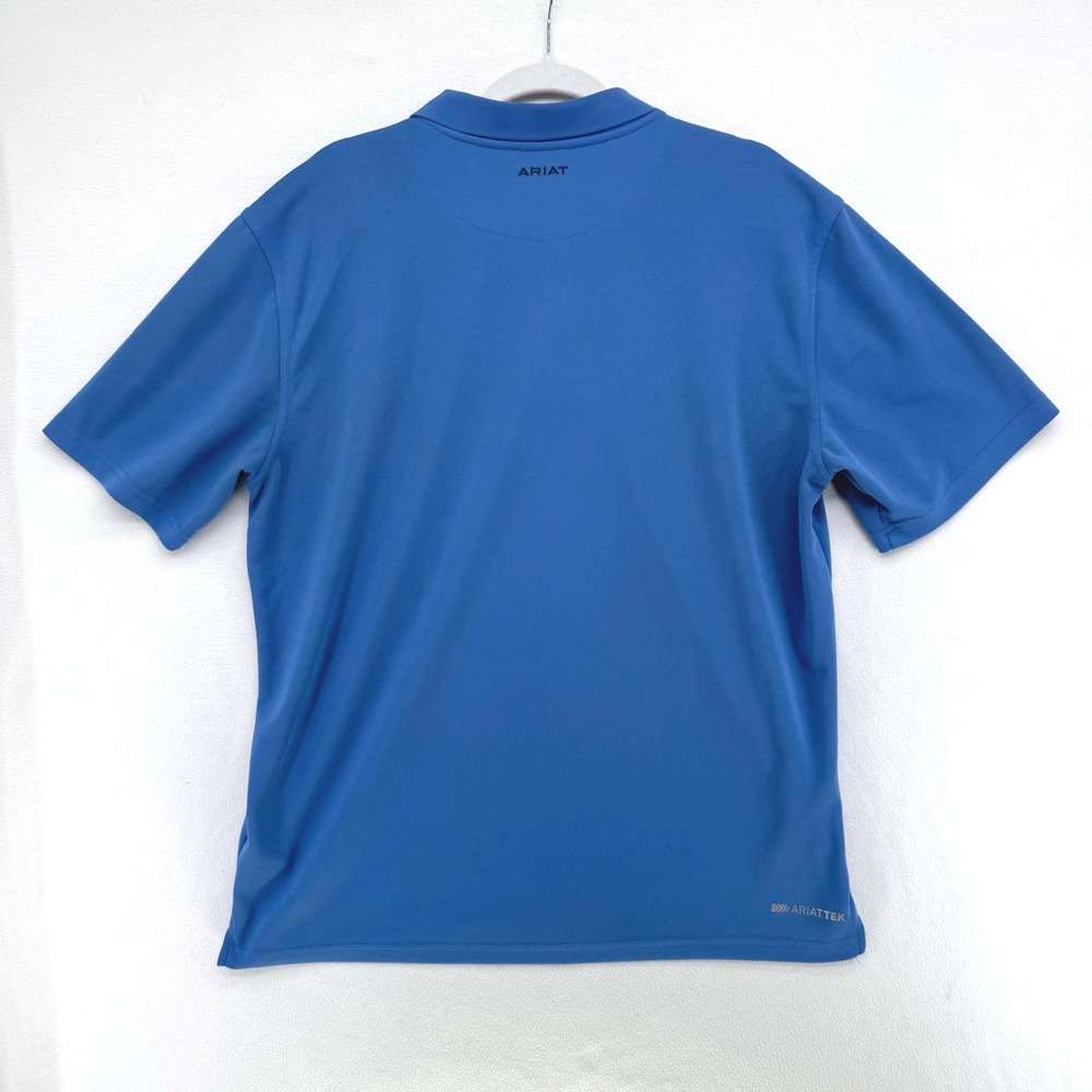 Ariat Golf Shirt Mens Large Blue AriatTek Heat Series Performance Short Sleeve - Picture 2 of 10